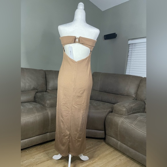 NWT Vici Celeste Ribbed Cutout Strapless Midi Dress in Mocha L Sexy Chic Fashion - Picture 10 of 15